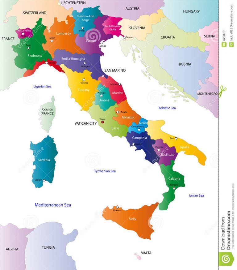 Carte Italie Sud Détaillée Passions Photos 2977