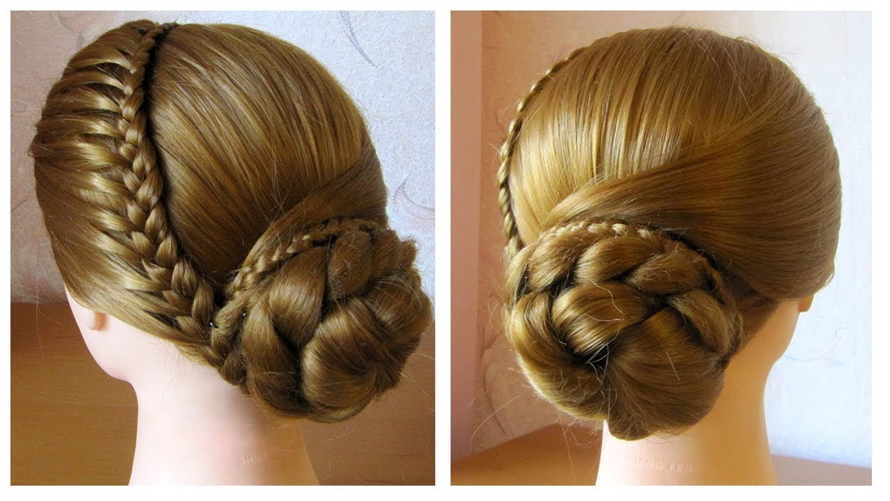 Coiffure chignon avec tresse